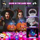 Glow-in-the-Dark Halloween LED Rings – Colorful Light-Up Party Favors with Pumpkins, Ghosts, Skulls & Bats (2025 Upgrade)