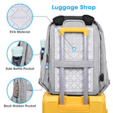 Oscaurt Anti-Theft 15.6-Inch Laptop Backpack with Hidden Zippers & USB Charging Port – Light Grey