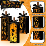 Trick or Treat Wooden Block Set – Halloween Table & Mantel Decor with Pumpkins, Ghosts & Bats