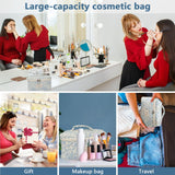 GOSECT Large Floral Makeup Bag for Women – Cotton Travel Cosmetic & Toiletry Organizer (Baidilanhua)