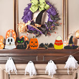 Halloween Wooden Tiered Tray Decor Set – 6PCS Rustic Signs (Pumpkin, Ghost, Cat, Bat, Witch Hat & Candy Corn)