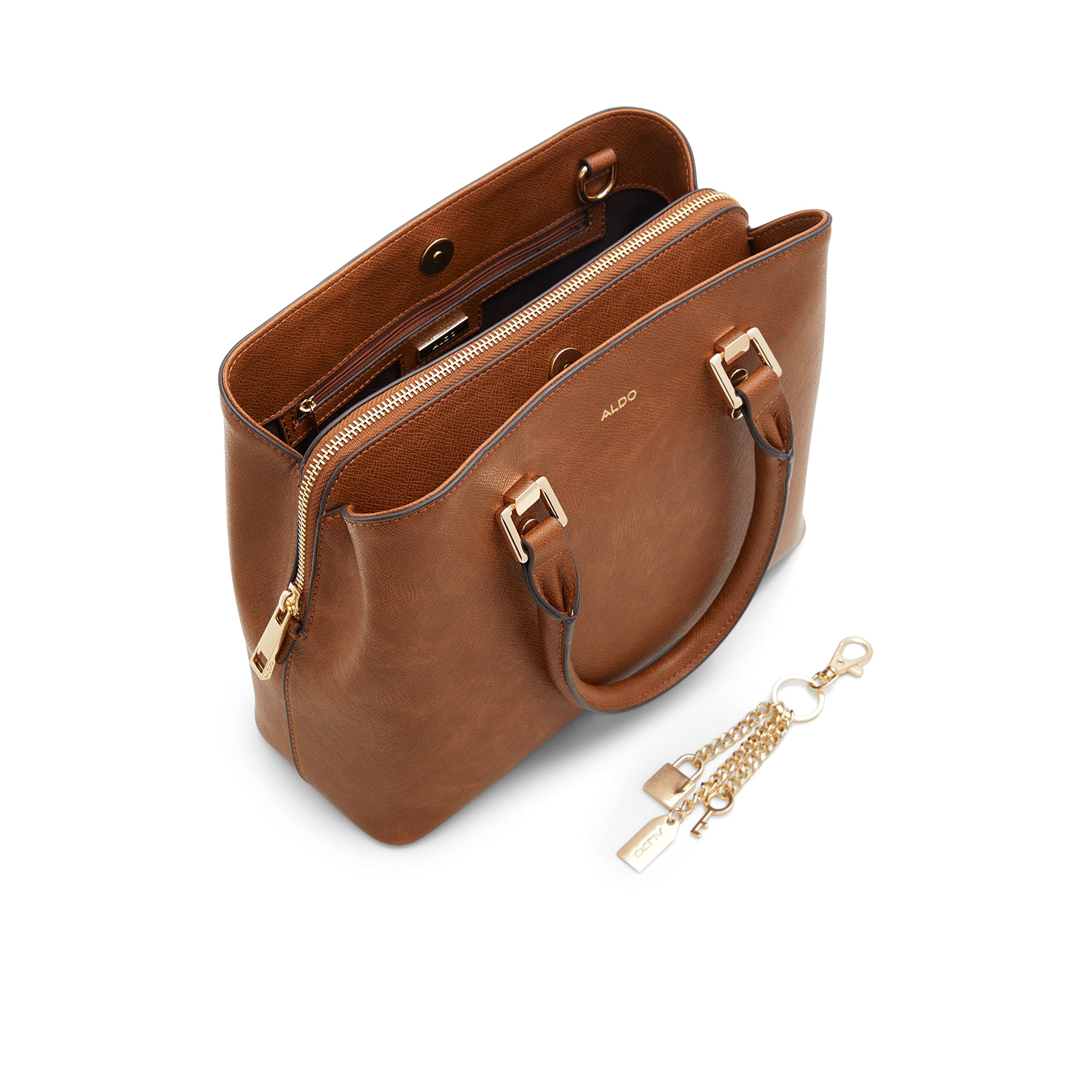 ALDO Legoirii Tote Bag for Women – Medium Top Handle Handbag with Zipper Closure (Medium Brown)