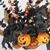 Halloween Artificial Maple Leaf & Pumpkin Floral Stems – 10Pcs Black & Orange Table Vase Decorations (19.5”)