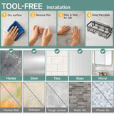 Adhesive Shower Caddy Organizer Set (6-Piece) – Stainless Steel Bathroom Storage with Soap Dish & Toothbrush Holder