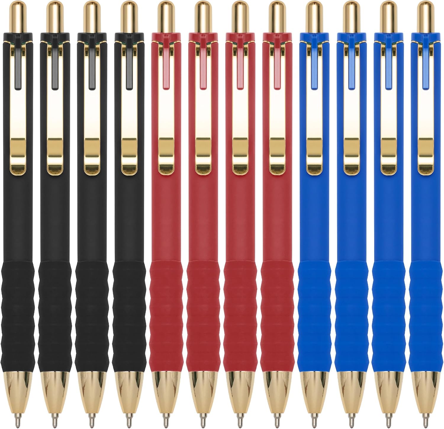 12-Pack Gold Retractable Black Ink Ballpoint Pens
