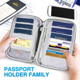 RFID Blocking Family Passport Holder & Travel Document Organizer – Waterproof Multi Passport Wallet (Quartz Gray)