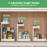 REALINN Expandable Under Sink Organizer 2-Pack – Adjustable Height Pull-Out Cabinet Storage for Kitchen & Bathroom