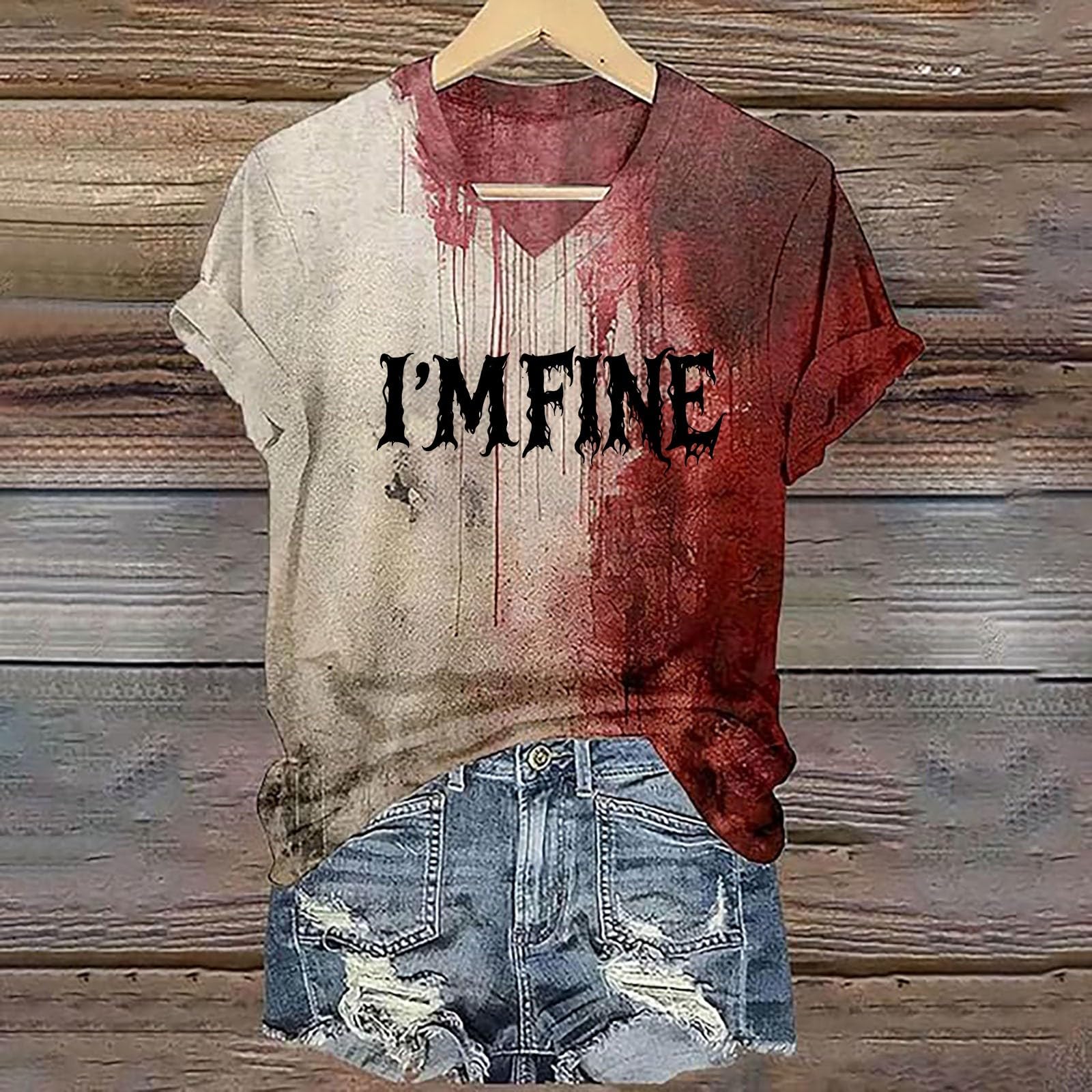 “I’m Fine” Bloody Halloween Shirt – Funny Horror Graphic Tee for Costume Parties & Spooky Events