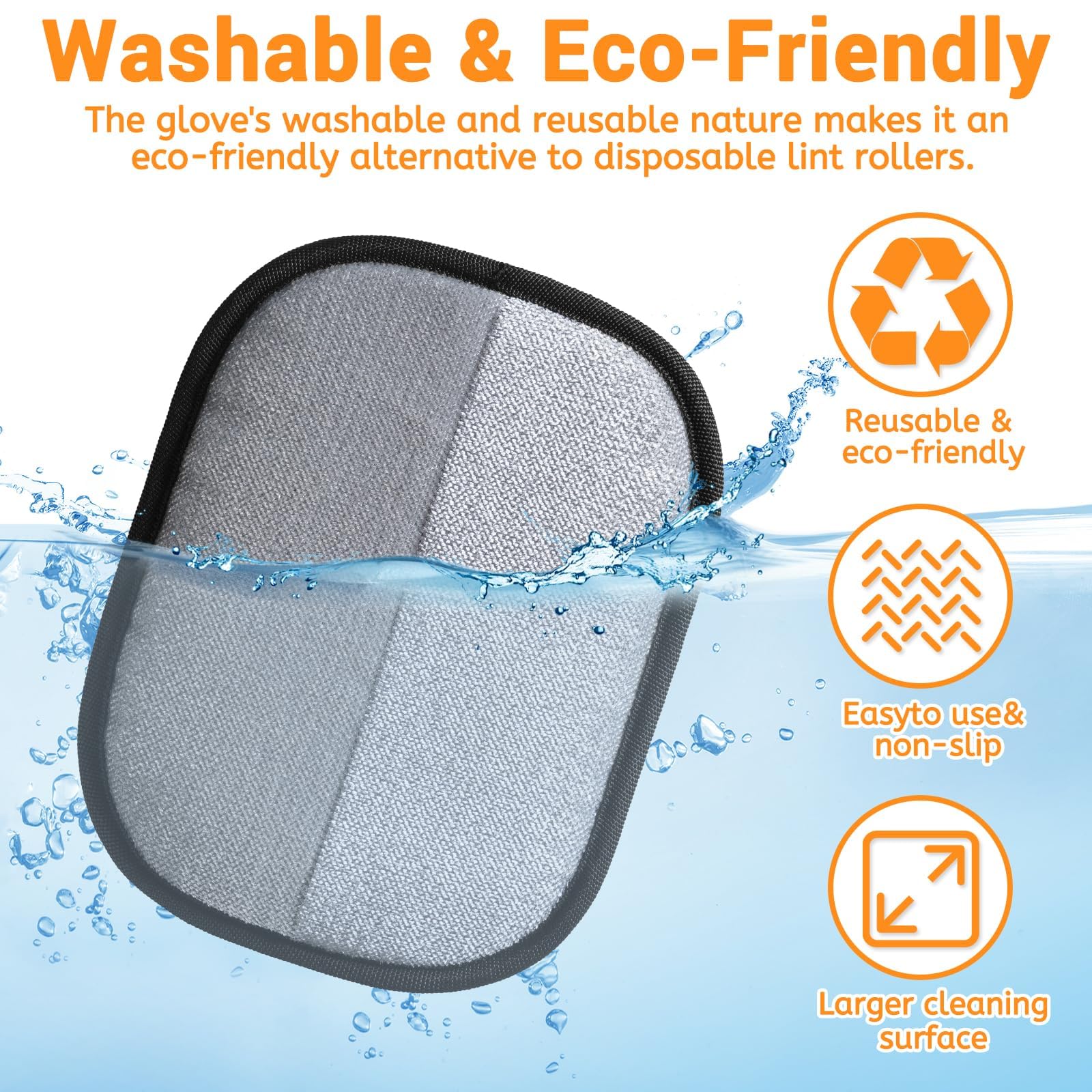 Electrostatic Pet Hair Remover Glove – Reusable Anti-Static Fur Removal Mitt for Furniture, Carpets, Bedding & Car Interiors (Black, 1-Pack)