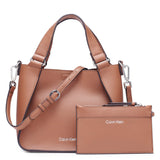 Calvin Klein Estelle Vegan Leather Crossbody Bag – Chic Everyday Purse with Adjustable Strap (Caramel)