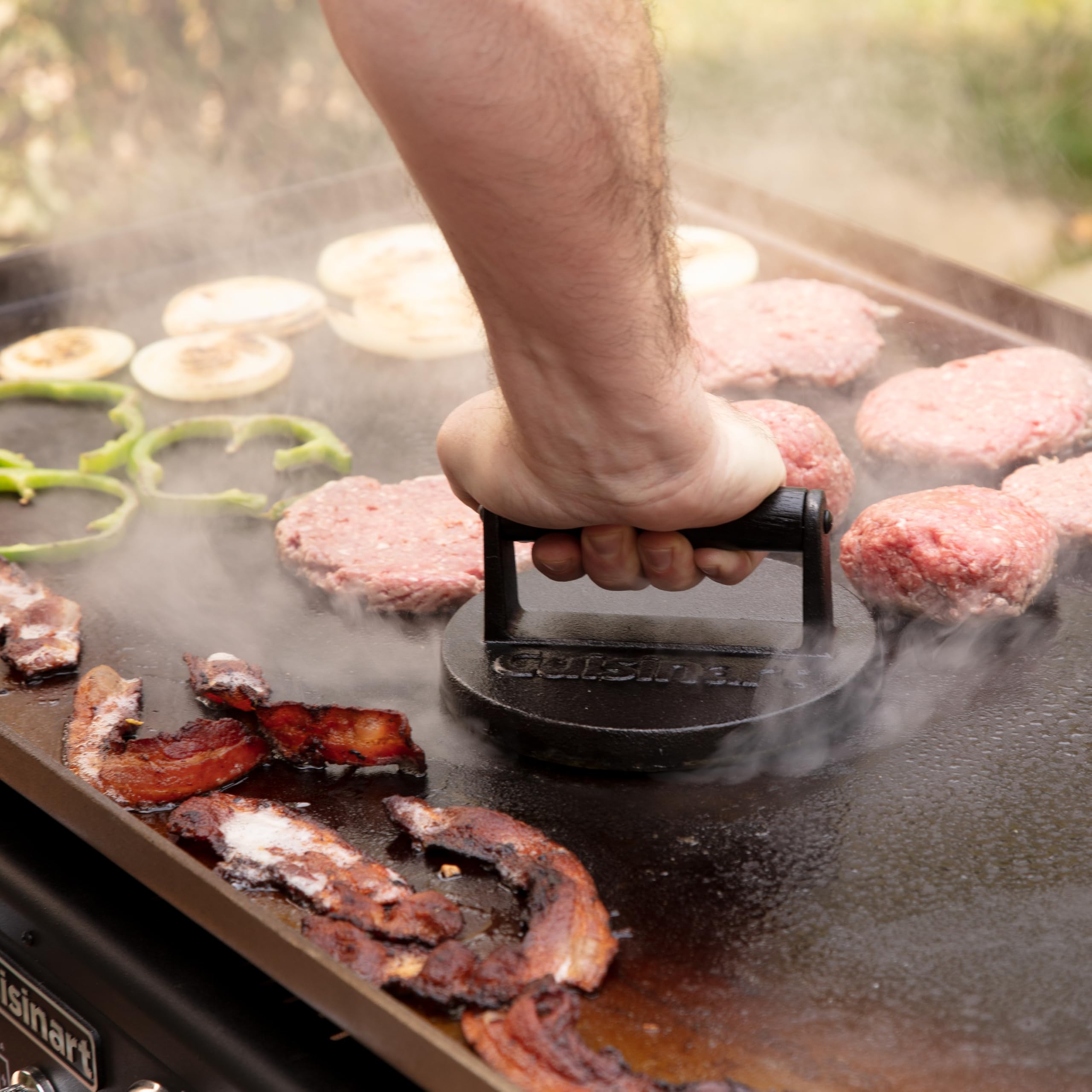 Cast Iron Smash Burger Press 6.5” – Heavy-Duty Crispy Crust Hamburger Smasher Tool