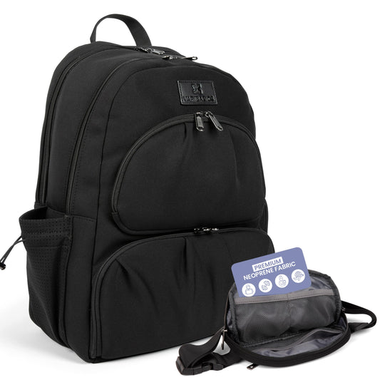 Alira Women’s Lunch Backpack with Insulated Cooler & Belt Bag – Premium Black Neoprene Work, Travel & Laptop Backpack (Fits 17”)