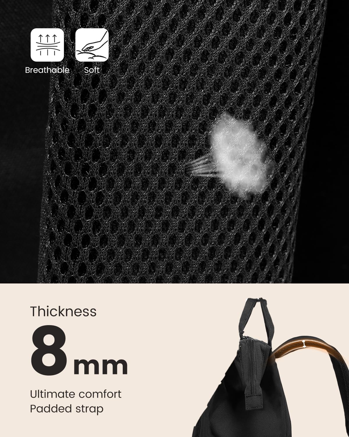 LOVEVOOK Women’s Laptop Backpack – Stylish Work & Travel Backpack with Organizer Pouch for 15.6″ Laptops (Black Brown)