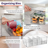 Clear Divided Storage Bins with Lids – 4-Section Stackable Pantry & Fridge Organizer (2-Pack)