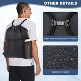 HOLYLUCK Waterproof Drawstring Gym Backpack – Lightweight Sports Sack for Travel, Yoga & Outdoor Activities (Black)