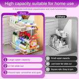 ADBIU White Adjustable Under Sink Organizer – 2-Tier Pull-Out Cabinet Storage with Expandable Height (2 Pack)