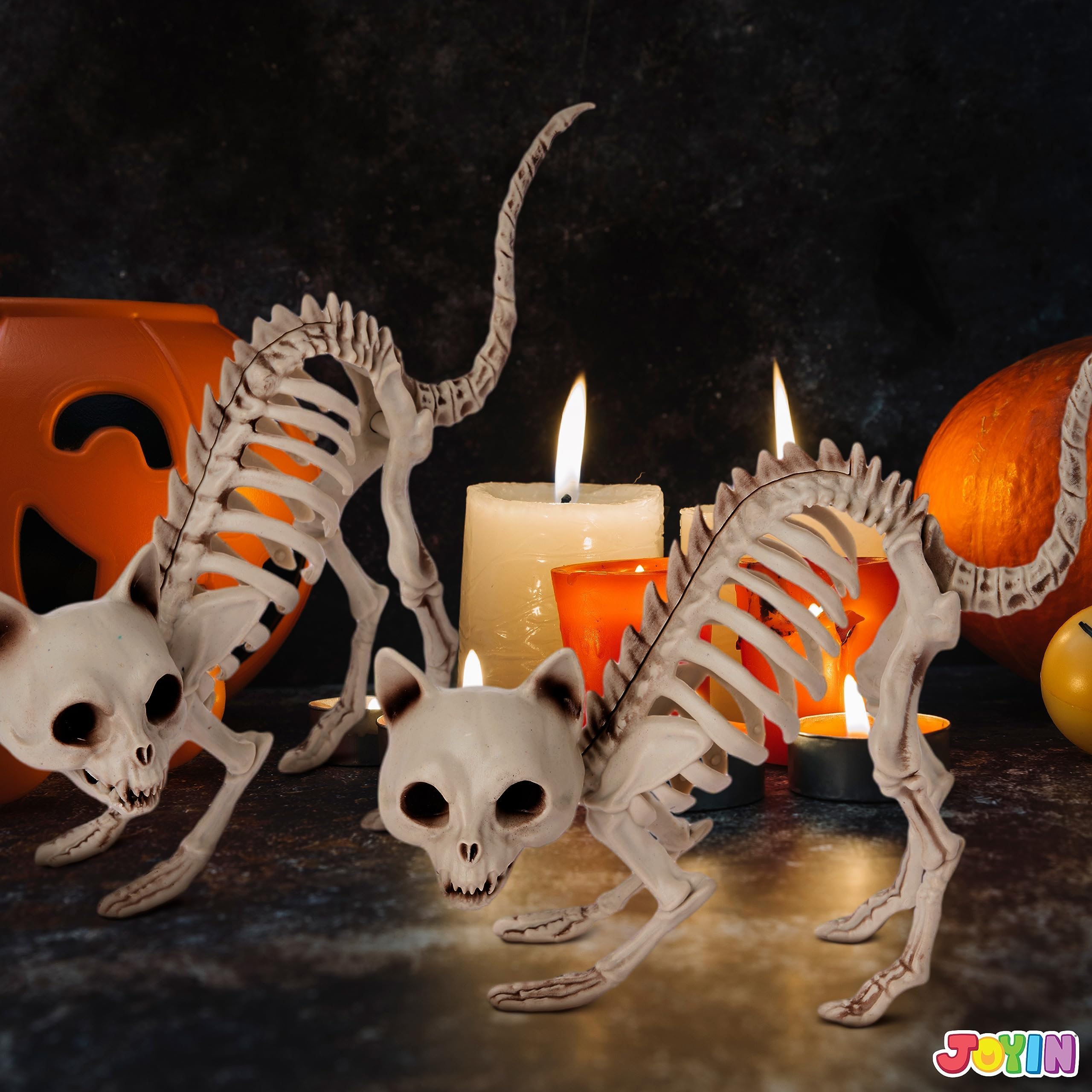 2PCS Halloween Skeleton Cats – Realistic Weatherproof Outdoor Decorations for Yard, Lawn & Patio
