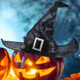 Black Witch Hat with Decorative Trim & Shapeable Wire Edge – Halloween Costume Accessory for Adults