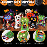 Giiffu 54-Pack Halloween Treat Boxes with Clear Window - 9 Designs Trick or Treat Candy Bags for Kids Party Favors Supplies, Classroom Exchange (6 x 4 x 2 Inches)