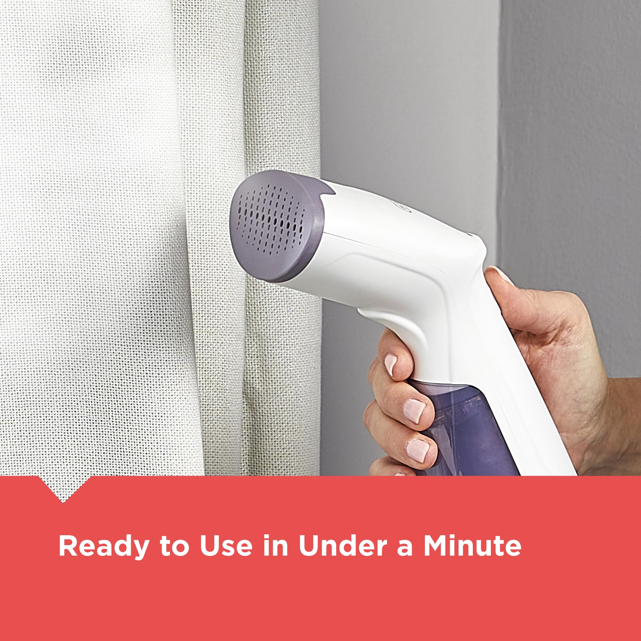 Black+Decker Compact Lavender Handheld Garment Steamer Lightweight Travel Wrinkle Remover with Fast Heat