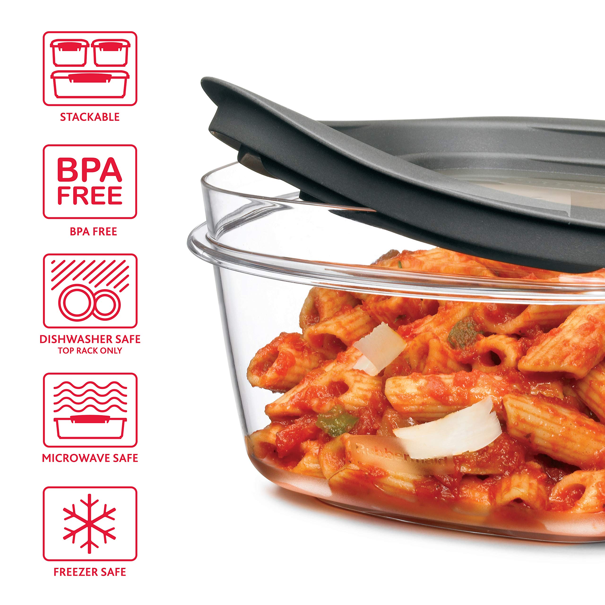 28-Piece Tritan Food Storage Containers Set – BPA-Free Stackable Containers with Universal Lids (Clear & Grey)