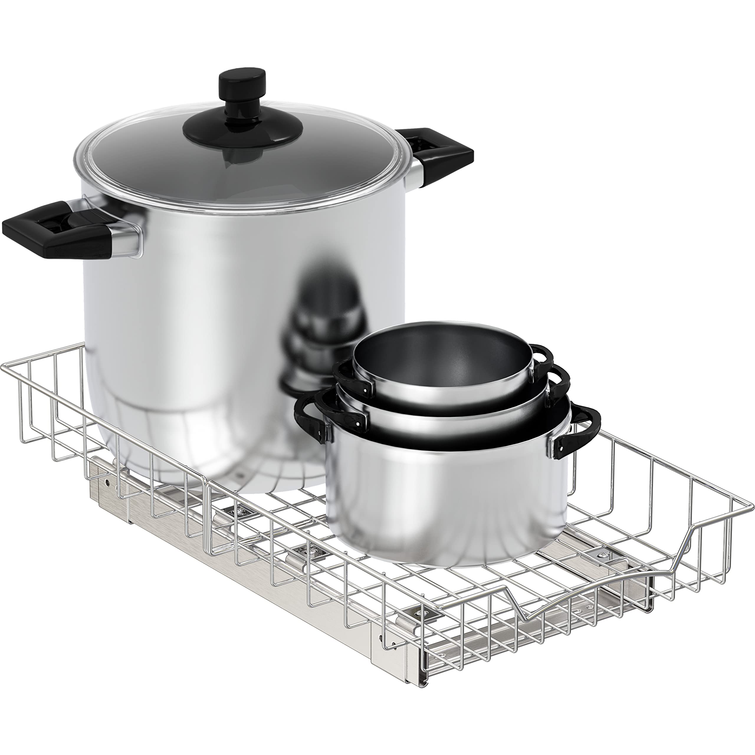 Under Cabinet Pull-Out Sliding Shelf Drawer – Heavy-Duty Ball-Bearing Organizer (21” x 11”)