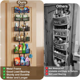 Hongtamoya Over-the-Door Metal Storage Organizer – 6 Adjustable Mesh Baskets & Hooks for Closet, Pantry & Bathroom (Black)