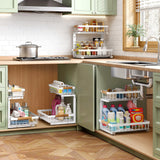 Kitstorack 2-Pack Under-Sink Pull-Out Organizer – Adjustable Height 2-Tier Sliding Cabinet Storage