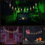 Halloween Skull String Lights – 2M Warm White LED, 20 Lights with 10 Skeletons, 8 Modes, Battery Powered Indoor/Outdoor Décor