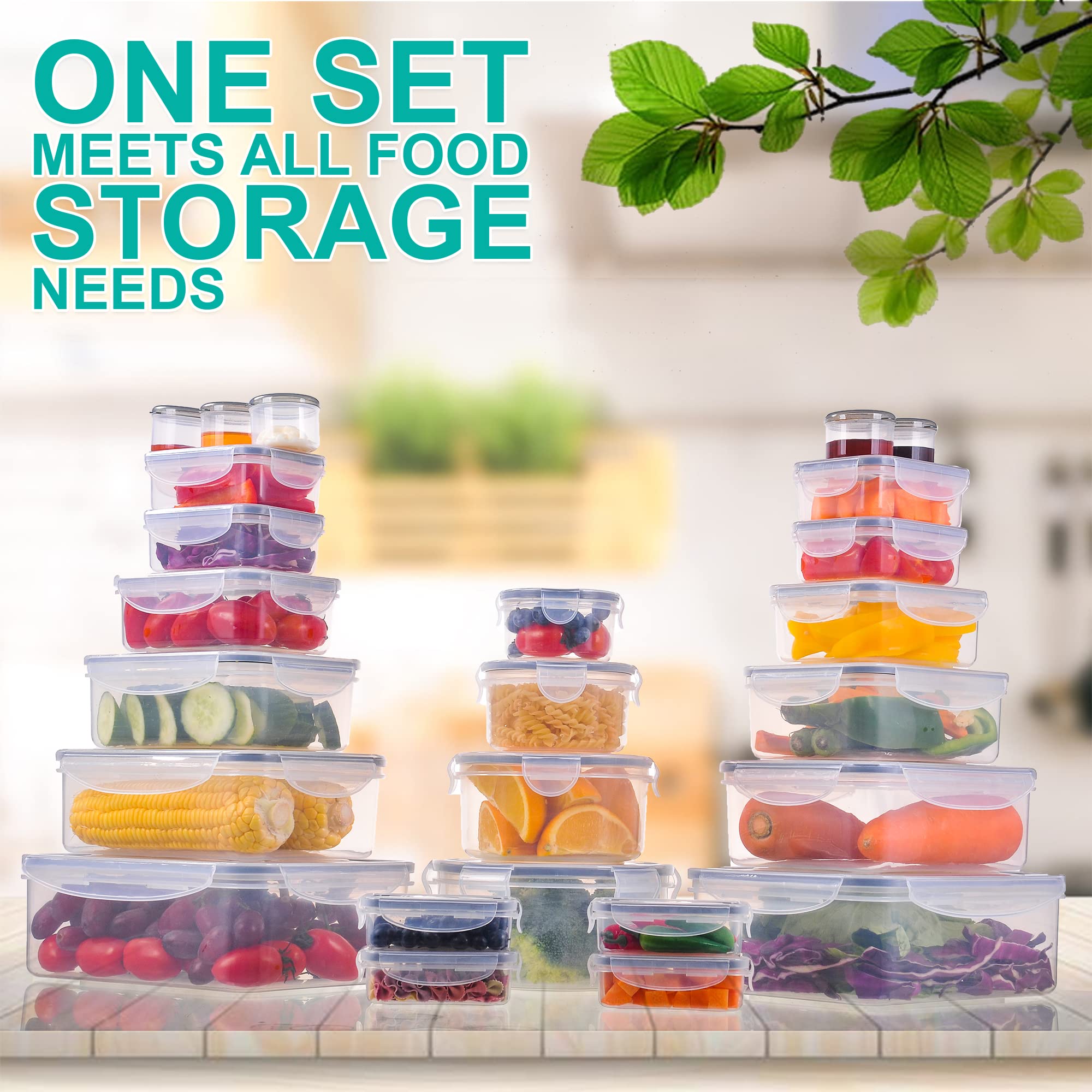 50-Piece Airtight Food Storage Containers Set – Leakproof Stackable Meal Prep Containers with Lids-