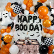 Halloween Baby Shower Balloon Garland Kit – Retro Burnt Orange, Black & White Boo Day Party Decorations