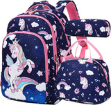 Purple Unicorn School Backpack Set with Lunch Bag