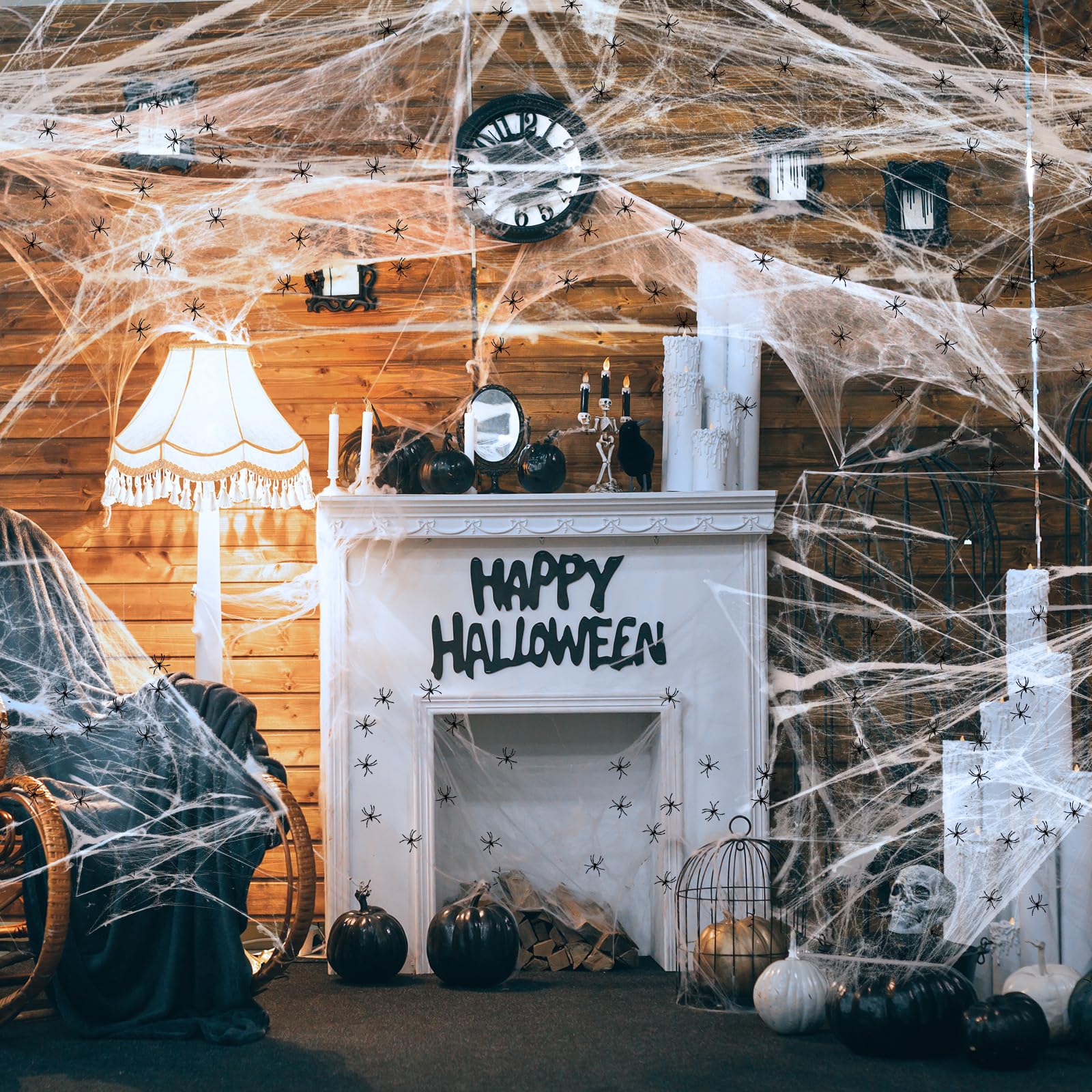 1400 Sqft Halloween Spider Web – Ultra Stretchy Polyester Cobweb for Indoor & Outdoor Decorations