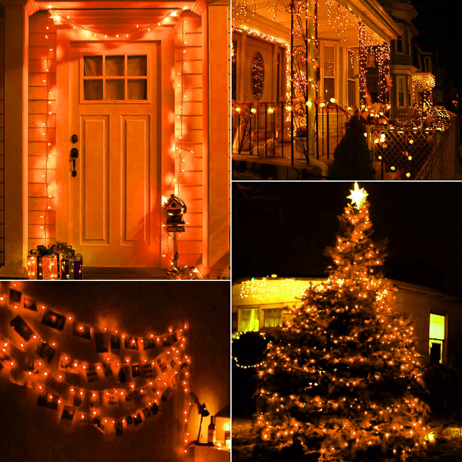 39FT Orange Halloween String Lights – 100 LED Plug-in Twinkle Lights with 8 Modes & Extendable Design for Outdoor Décor