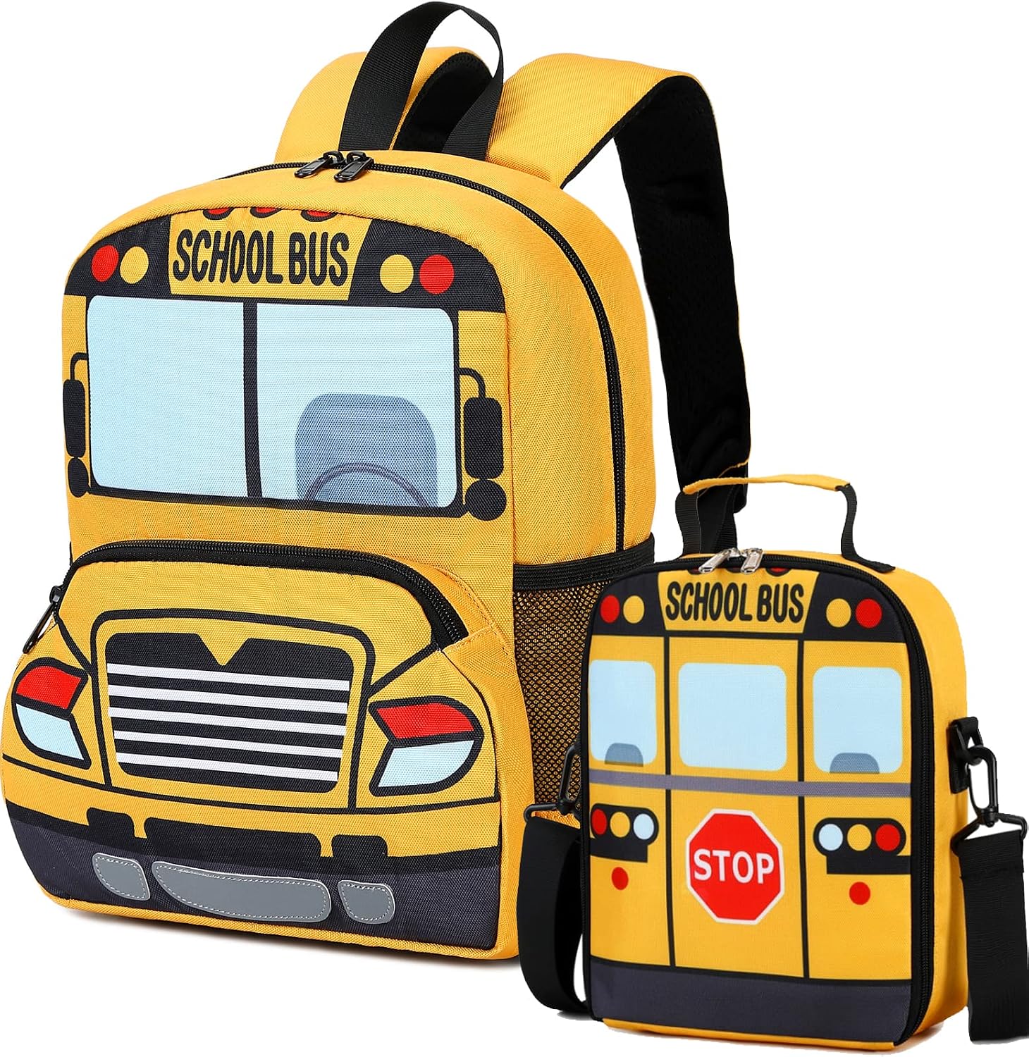 3D School Bus Toddler Backpack Set with Insulated Lunch Bag