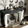 Black Lace Spider Web Mantel Scarf – Elegant Halloween Fireplace Decoration for Spooky Home Décor (18x96 Inches)