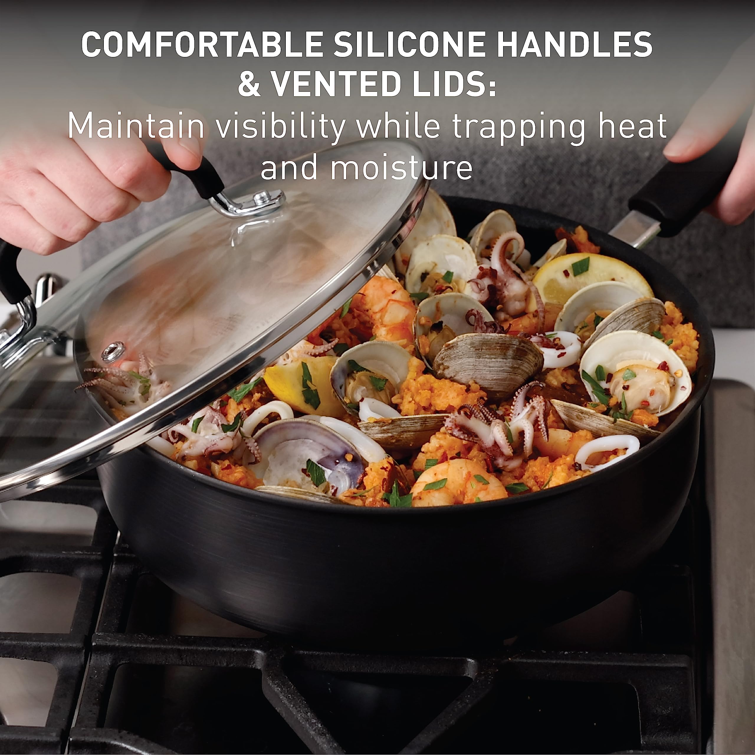 T-fal Ultimate Hard Anodized Nonstick Cookware Set – Thermo-Spot Technology, Durable & Oven Safe