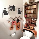 Black Cat Wooden Halloween Decorations – 3-Piece Set of Spooky-Cute Cat Figures for Indoor Home Décor (DRZS0090)
