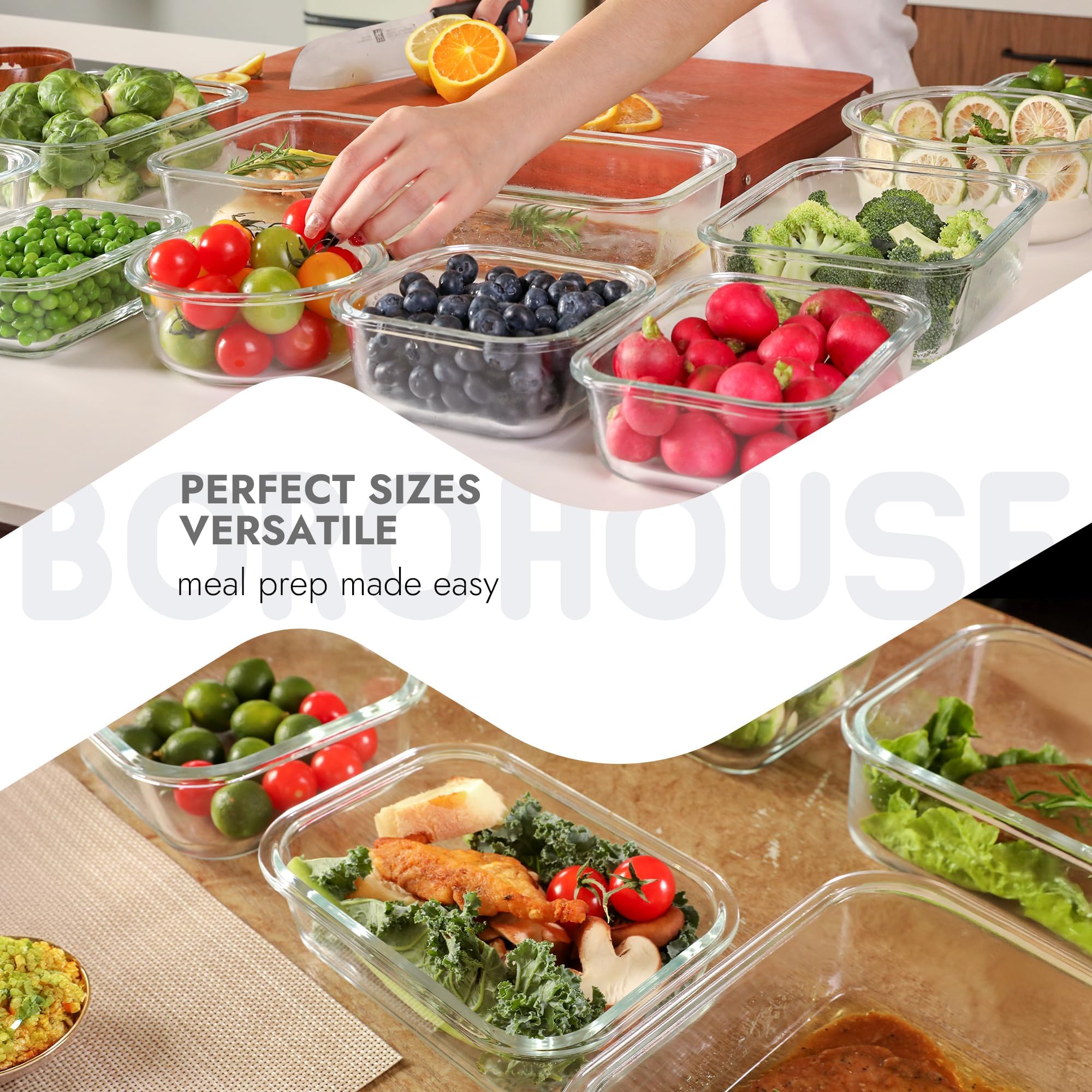 Premium 10-Piece Borosilicate Glass Food Storage Containers Set with Airtight Tempered Lids | Leak-Proof, Oven-Safe & BPA-Free