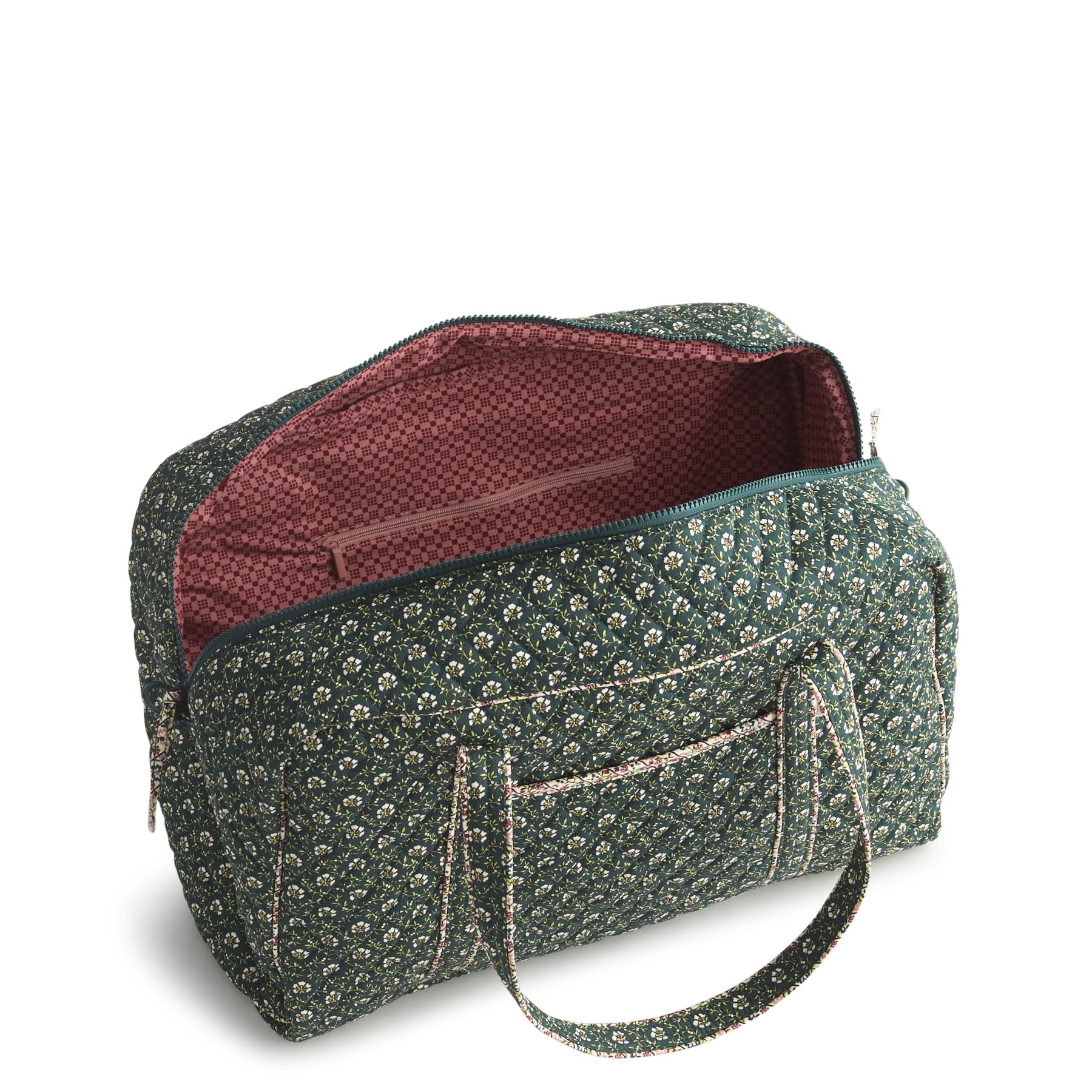 Vera Bradley Premium Cotton Miramar Weekender Travel Bag – Quilted Carry-On with Laptop Pocket & Trolley Sleeve (Mistletoe Lattice)