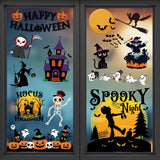 Halloween Window Clings Set – 50 Double-Sided Reusable Stickers for Indoor & Party Decorations (9 Large Sheets, Black Theme)