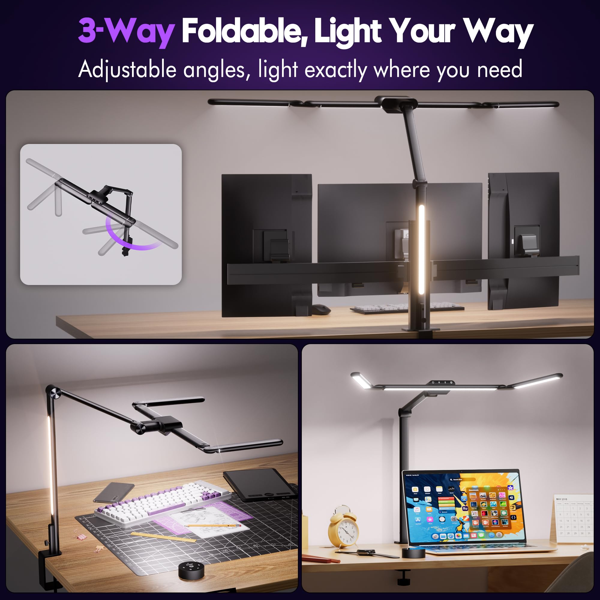 Quntis Professional LED Desk Lamp – 1100LM Monitor Light with Motion Sensor & 95 CRI Eye-Care Lighting