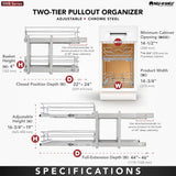2-Tier Pull-Out Cabinet Organizer – Chrome Wire Slide-Out Baskets with Full-Extension Rails