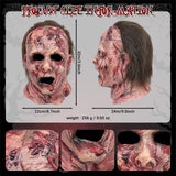 Bloody Zombie Mask – Realistic Red Latex Horror Mask with Scars & Brown Hair 🧟‍♂️🔥