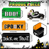 Eyeball Truck Halloween Wooden Tiered Tray Decor Set – Rustic “BOO” & “Trick or Treat” Blocks for Spooky Displays