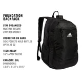 adidas Unisex Foundation Backpack – Large Durable Laptop Backpack for Travel, School & Gym (Black/White)