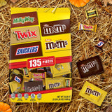 M&M’s, SNICKERS, TWIX & MILKY WAY Halloween Bulk Variety Bag – 135PCS Mix of Fun Size Chocolate Treats 🍫🎃