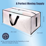 HOMESURE Extra Large Moving Bags (8-Pack) – Heavy-Duty Water-Resistant Storage Totes with Zippers & Handles (Semi-Transparent)