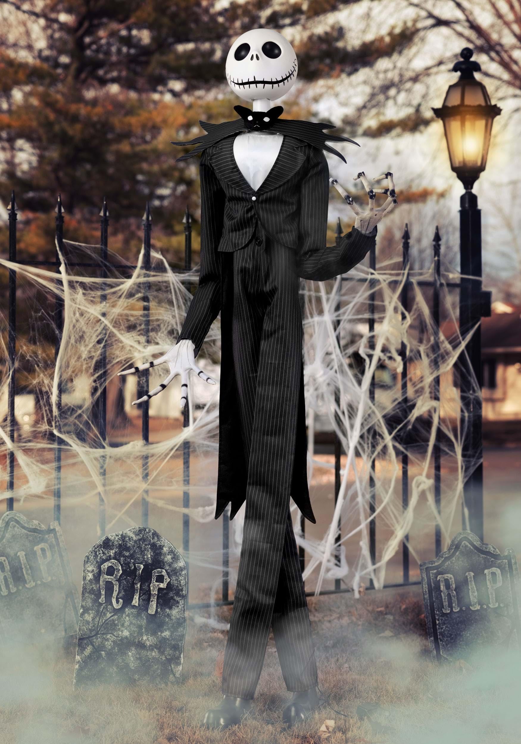 Animated Jack Skellington Halloween Decoration – Life-Size Moving Figure in Black & Purple Suit, Sound & Motion Activated