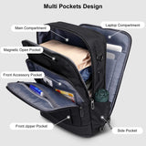PIJUSHI 3-in-1 Convertible Laptop Backpack – Flight-Approved Personal Item with USB Charging & RFID Blocking (Black)